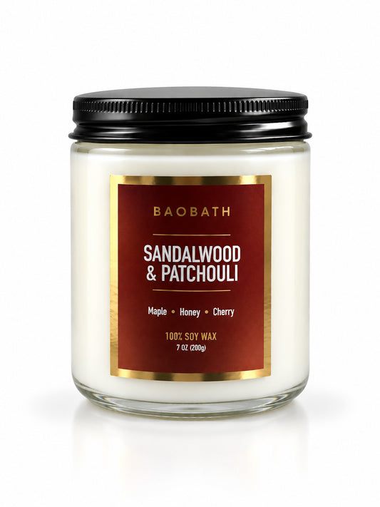 Baobath mała świeca sojowa Sandalwood & Patchouli