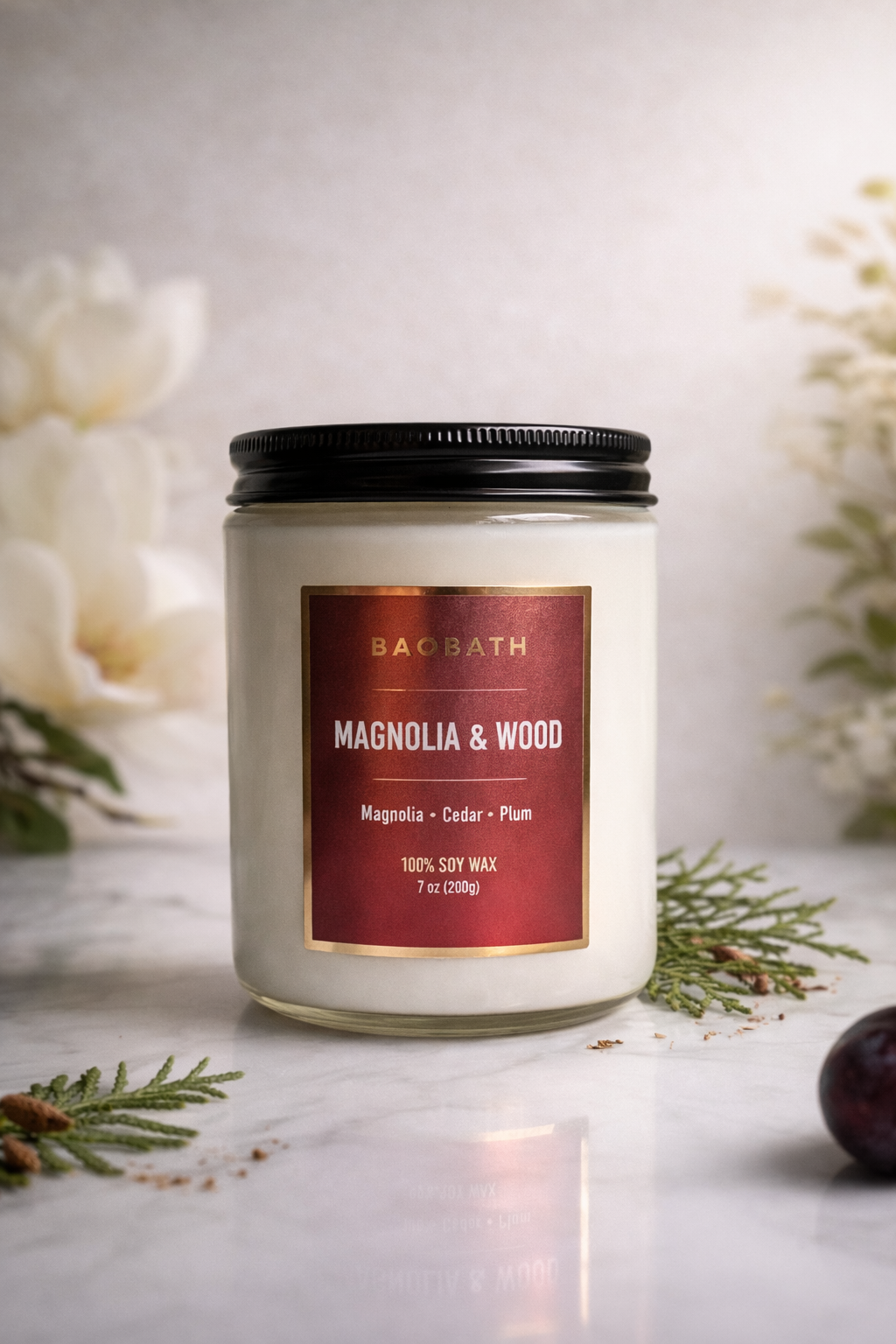 Baobath mała świeca sojowa Magnolia & Wood