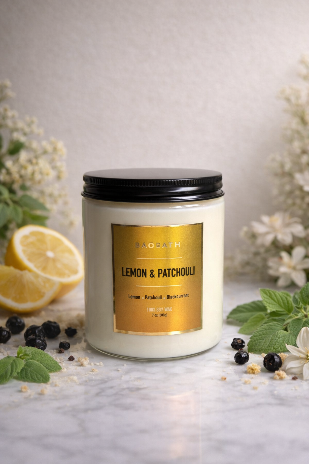 Baobath mała świeca sojowa Lemon & Patchouli